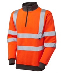 LEO WORKWEAR BRYNSWORTHY ISO 20471 Cl 3 1/4 Zip Sweatshirt